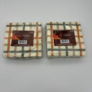 Brother Sister Design Studio Fall Party Plaid Napkins, 50ct (x2), Home Kitchen